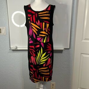 GRACE Sheath dress. Red yellow black. Large